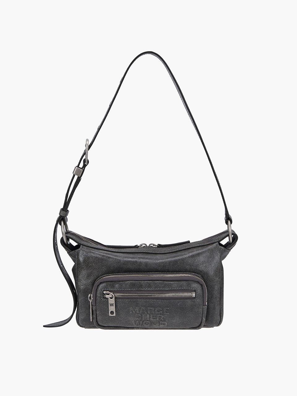Marge Sherwood - Outpocket Hobo Mini (White+Grey Two-Tone Cracked) product image 1 | TRAB K-Fashion Australia