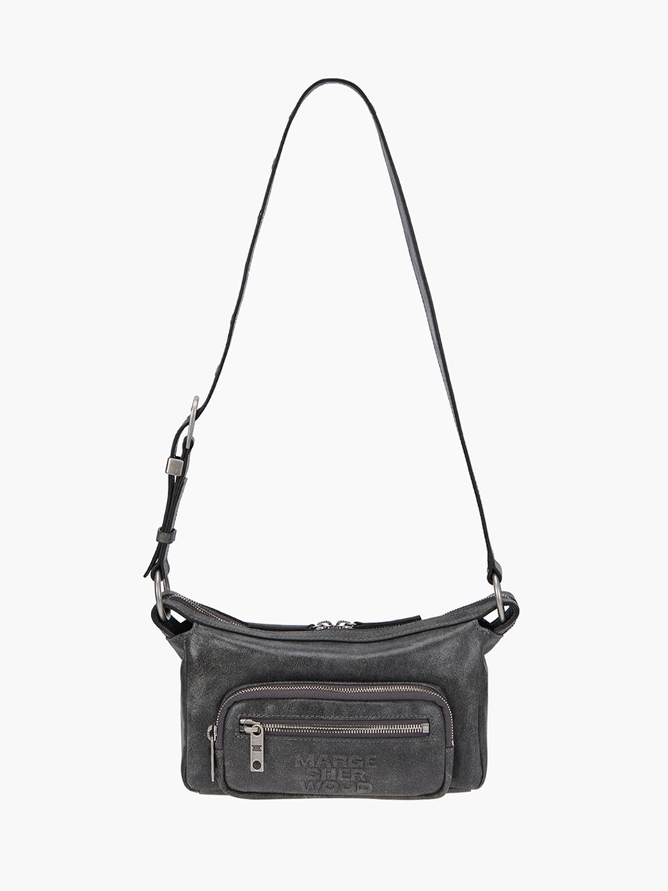 Marge Sherwood - Outpocket Hobo Mini (White+Grey Two-Tone Cracked) product image 4 | TRAB K-Fashion Australia