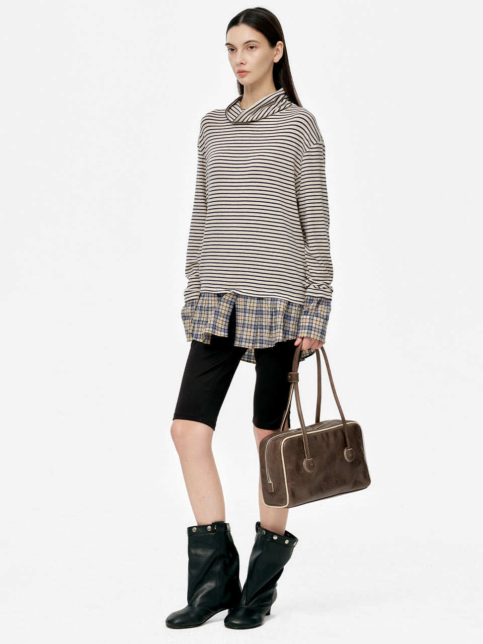 Marge Sherwood - Soft Boston Piping (Washed Brown Pull-Up+Cream Beige Crinkle) product image 3 | TRAB K-Fashion Australia