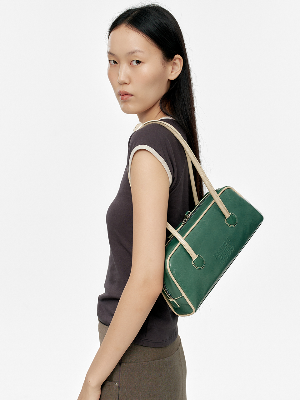 Marge Sherwood - Soft Boston Ew Piping (Hunter Green Crinkle+Cream Beige Crinkle) product image 2 | TRAB K-Fashion Australia