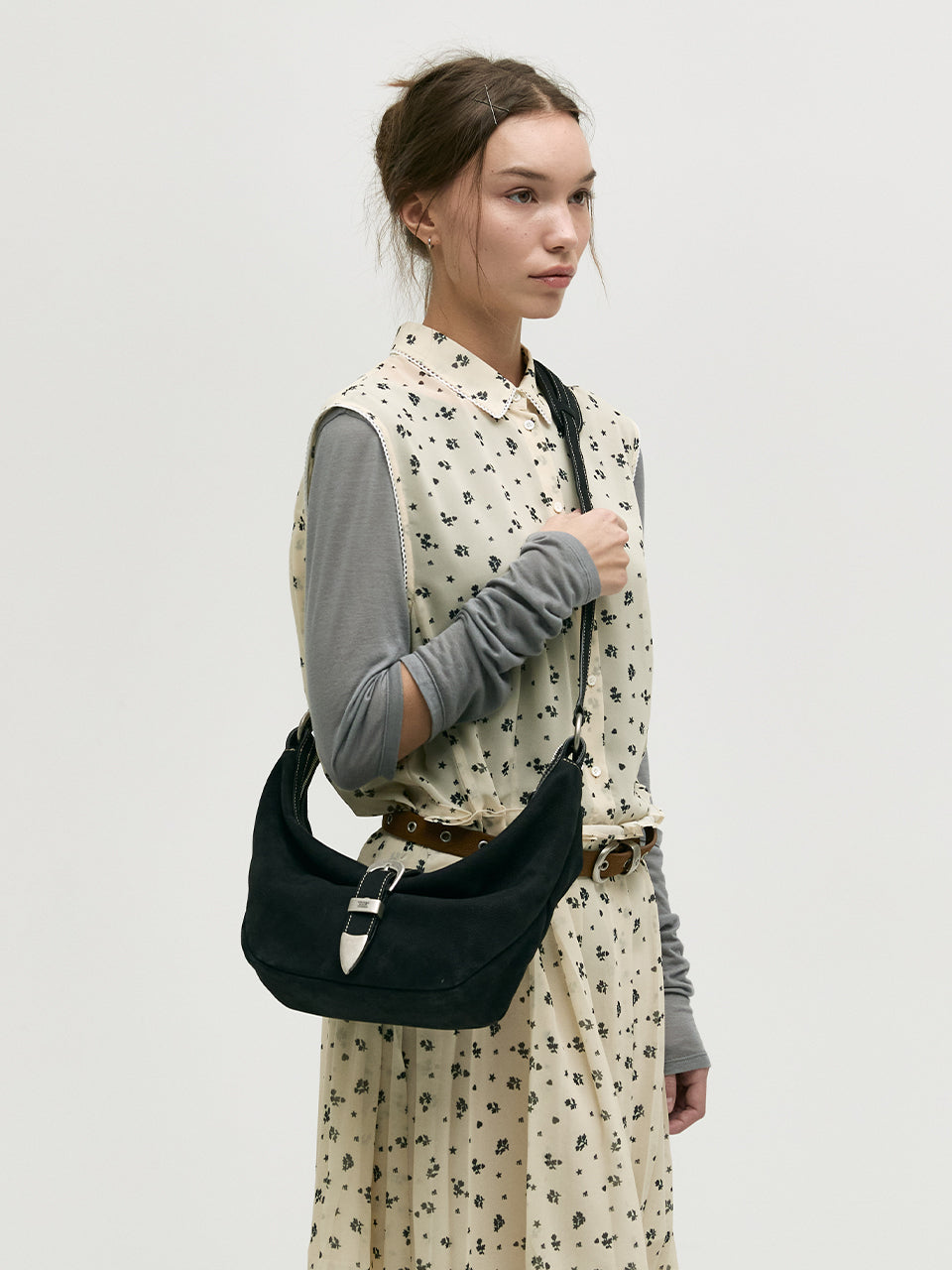 Marge Sherwood - Belted Hobo Medium (Black Nubuck) product image 2 | TRAB K-Fashion Australia