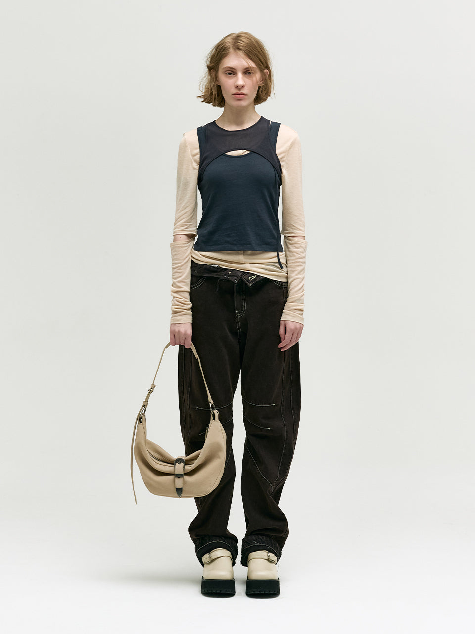 Marge Sherwood - Belted Hobo Medium (Nude Nubuck) product image 3 | TRAB K-Fashion Australia