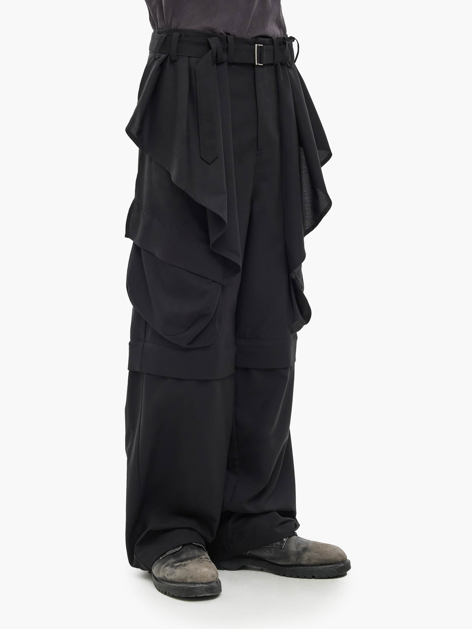Jiyong Kim - Detachable Draped Trousers (Black) product image 4 | TRAB K-Fashion Australia