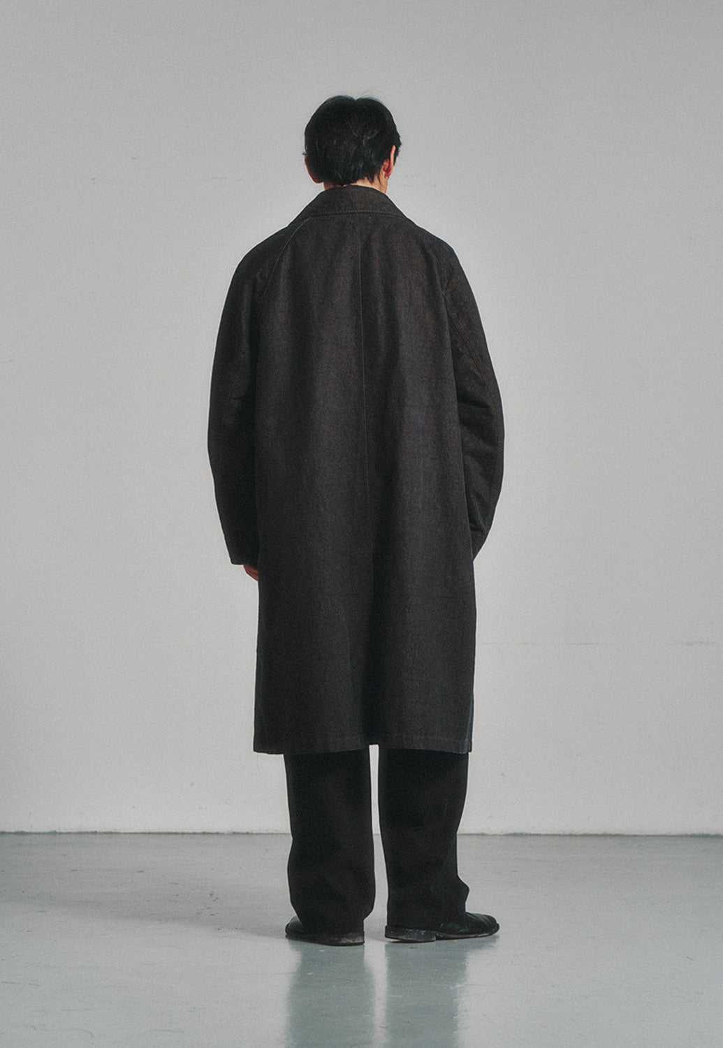 Art if acts - Garment Washed Bal Collar Coat (Moss Black) product image 4 | TRAB K-Fashion Australia