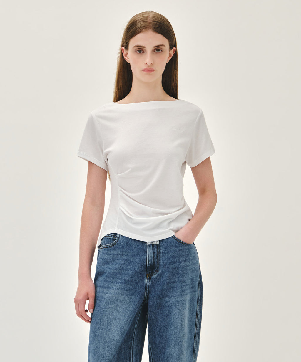 Marithe & Francois Girbaud - Waist Shirring Tee (White) product image 1 | TRAB K-Fashion Australia
