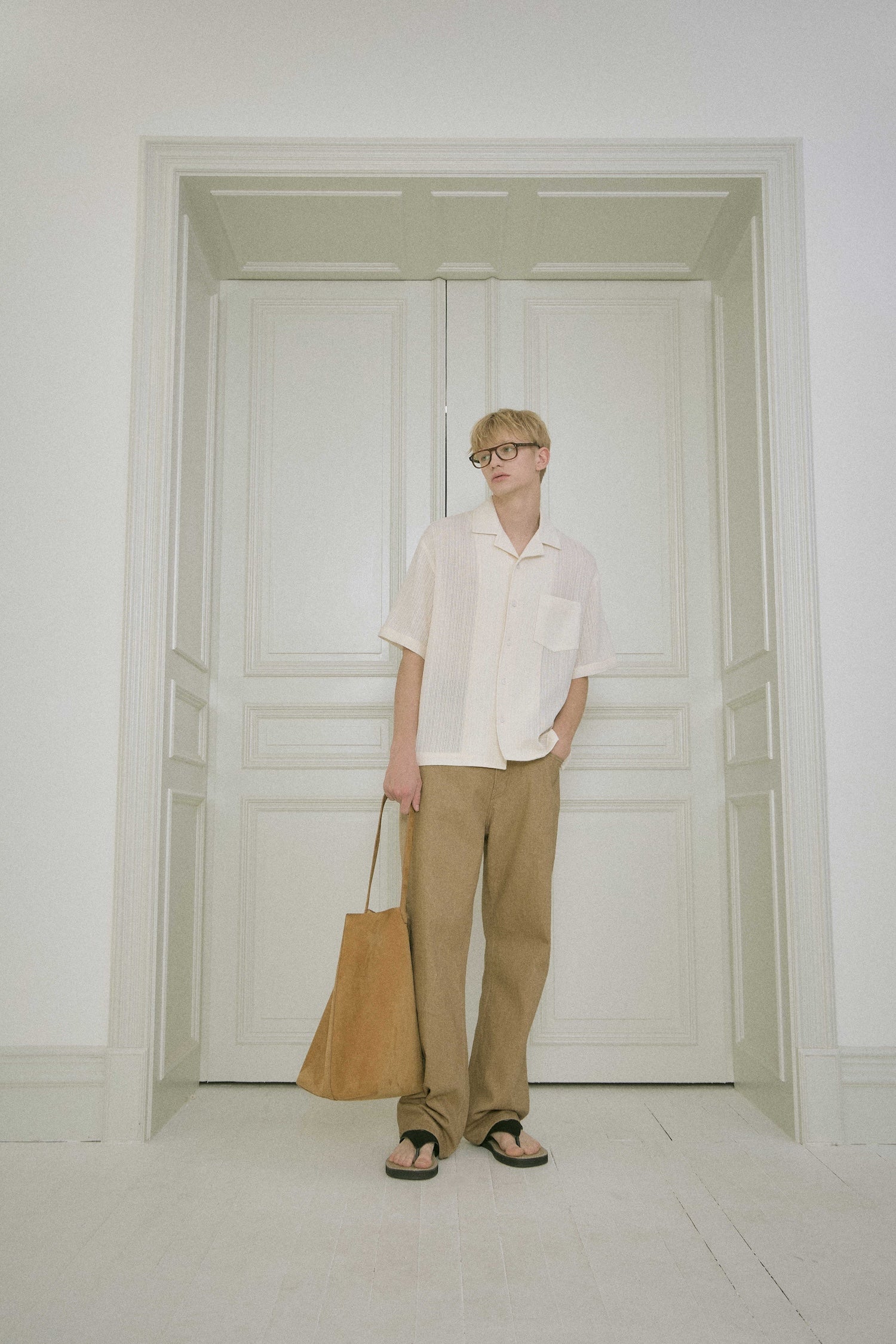 STU - Back Raglan Embo Stripe Shirt (Ivory) product image 8 | TRAB K-Fashion Australia