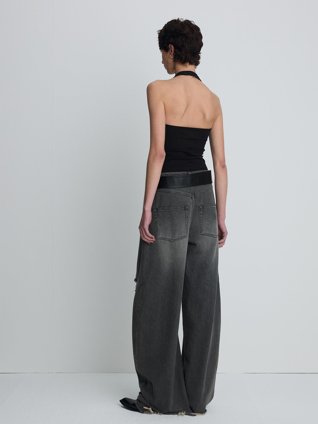 Tonywack - Distressed Wide-Leg Denim Jeans (Washed Black) product image 5 | TRAB K-Fashion Australia