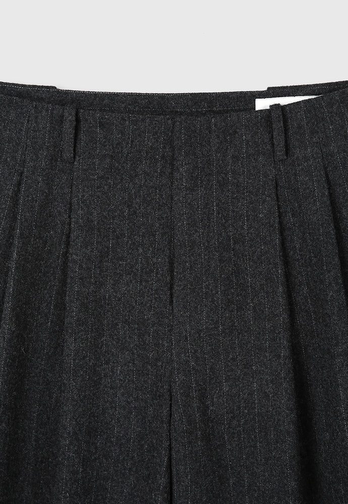 Tonywack - Striped Wool Double-Pleats Wide Trousers (Dark Grey Pinstripe) product image 8 | TRAB K-Fashion Australia