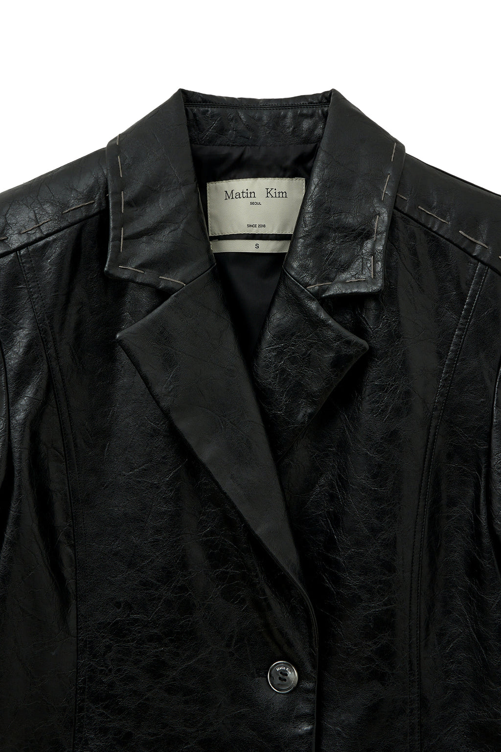 Matin Kim - Faux Leather Half Double Jacket (Black) product image 3 | TRAB K-Fashion Australia