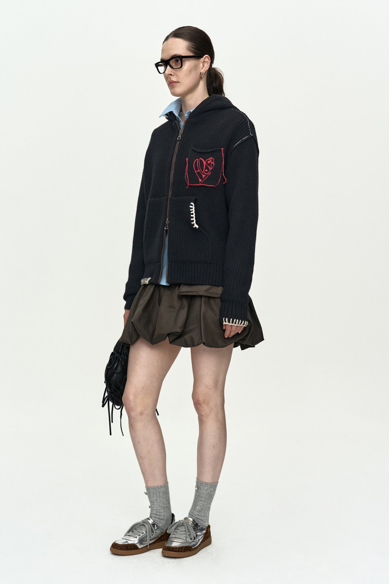 Andersson Bell - Unisex Heart Logo Hood Zip-Up Sweater (Black) product image 10 | TRAB K-Fashion Australia