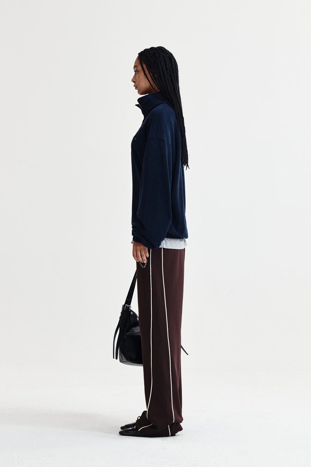 Matin Kim - Sherpa Fleece Half Zip Up Top (Navy) product image 6 | TRAB K-Fashion Australia