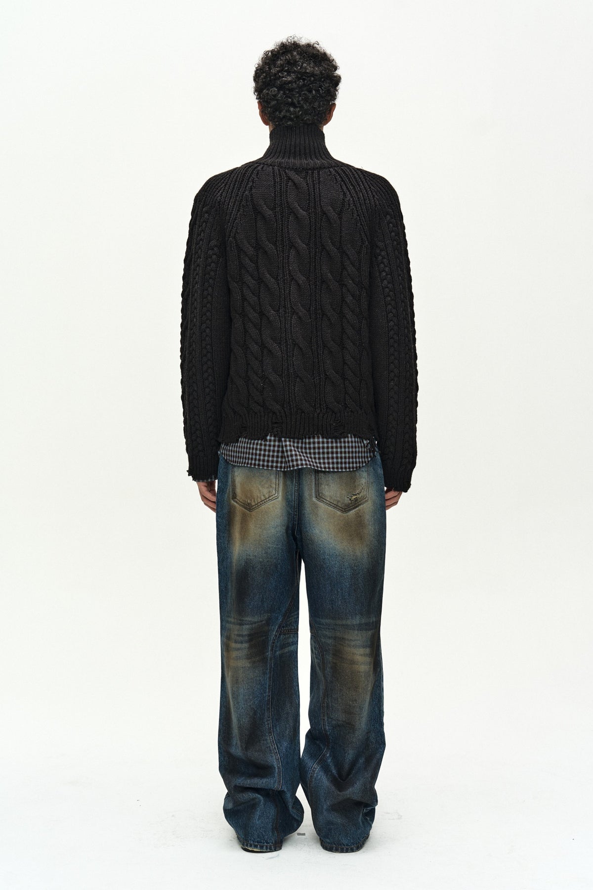 Andersson Bell - Fisherman Cable Zip-Up Sweater (Black) product image 3 | TRAB K-Fashion Australia