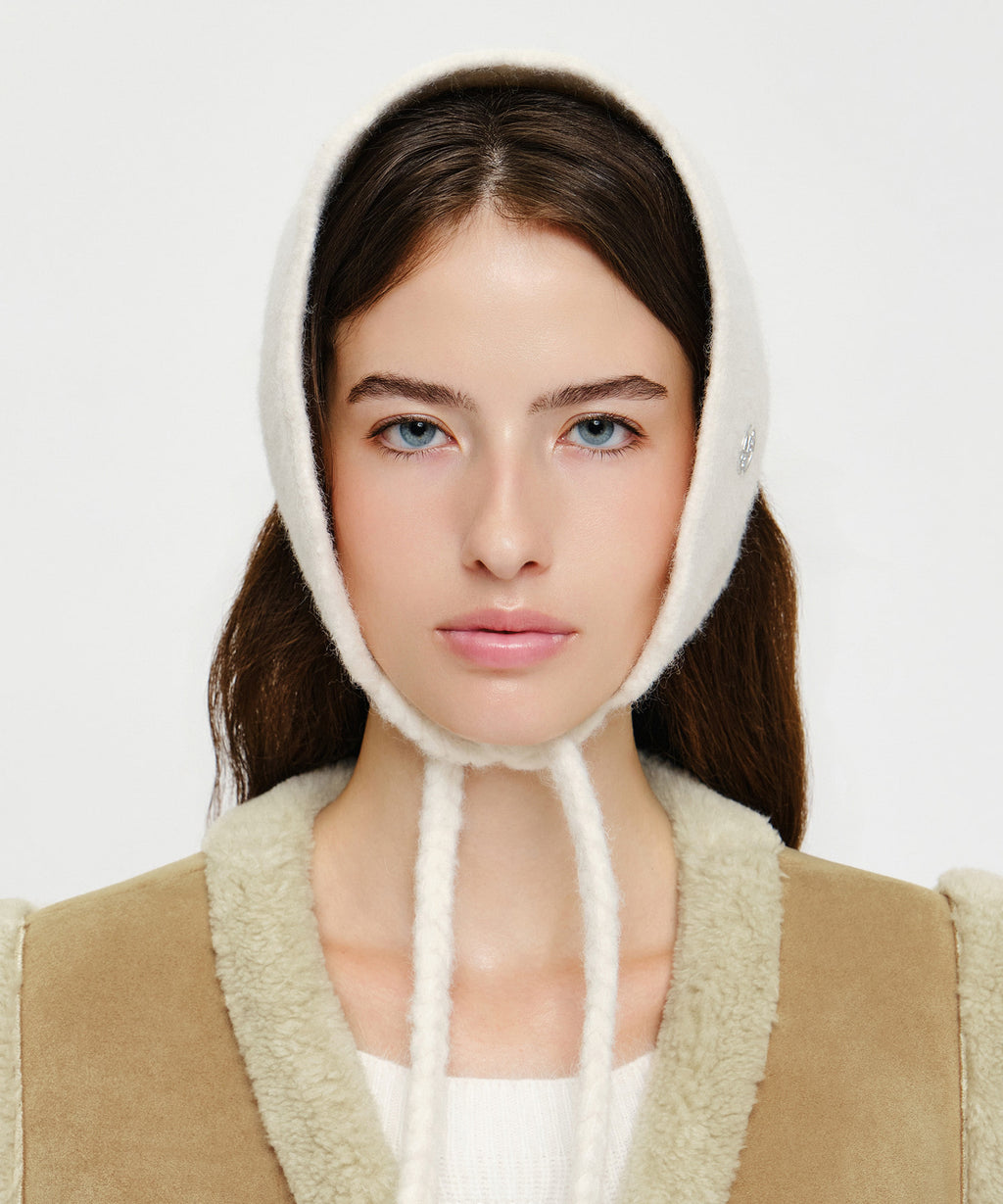Marithe & Francois Girbaud - Circle Logo Knit Ear Flap (Ivory) product image 6 | TRAB K-Fashion Australia