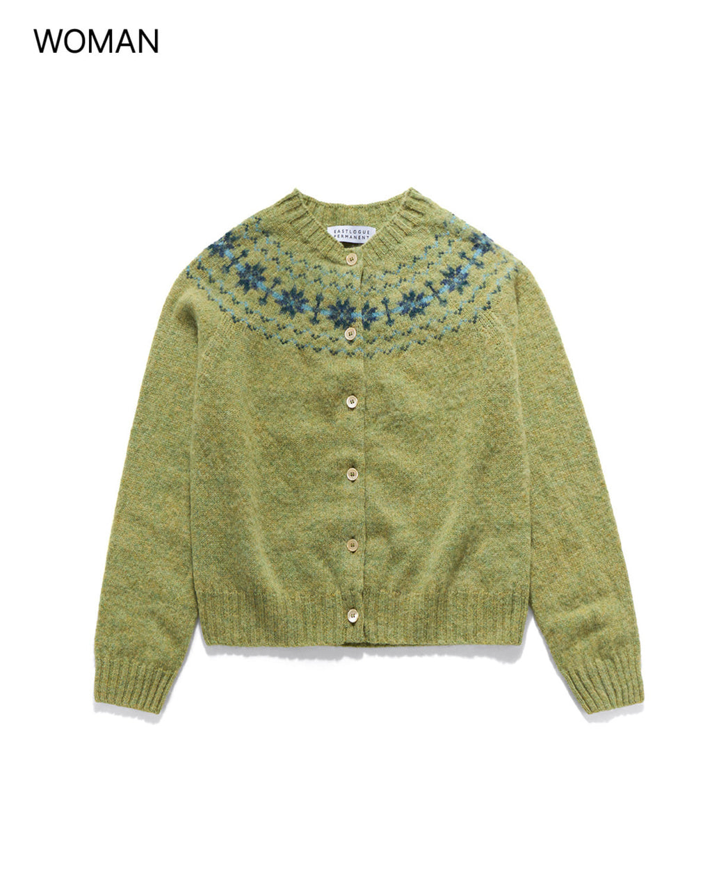 Eastlogue - Fair Isle Yoke Hb Cardigan (Avocado) product image 1 | TRAB K-Fashion Australia