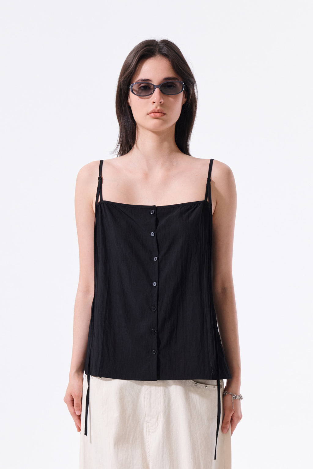 Matin Kim - Button Sleeveless Blouse (Black) product image 6 | TRAB K-Fashion Australia