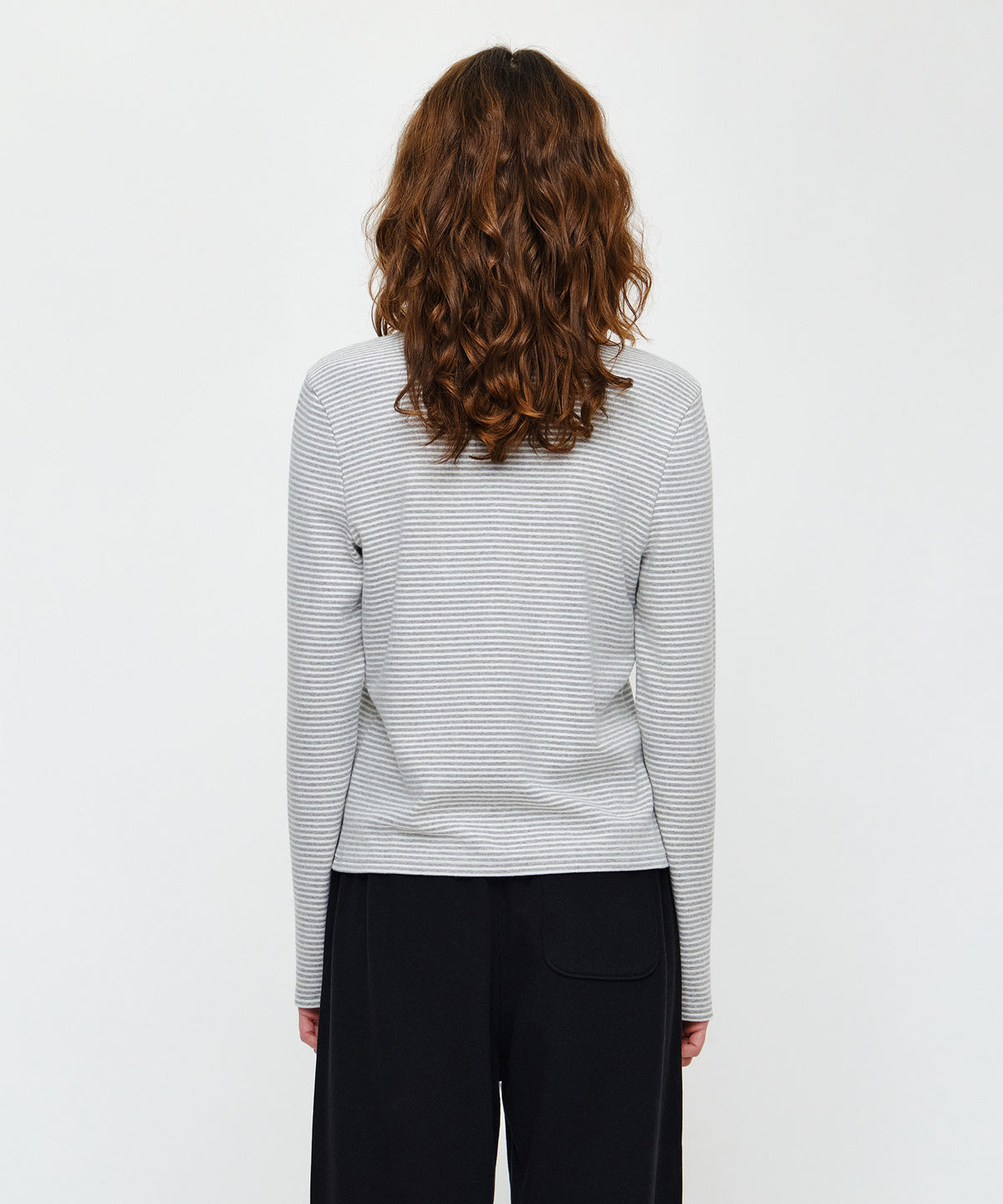 Marithe & Francois Girbaud - Stripe Long Sleeve Tee (Light Heather Gray) product image 3 | TRAB K-Fashion Australia