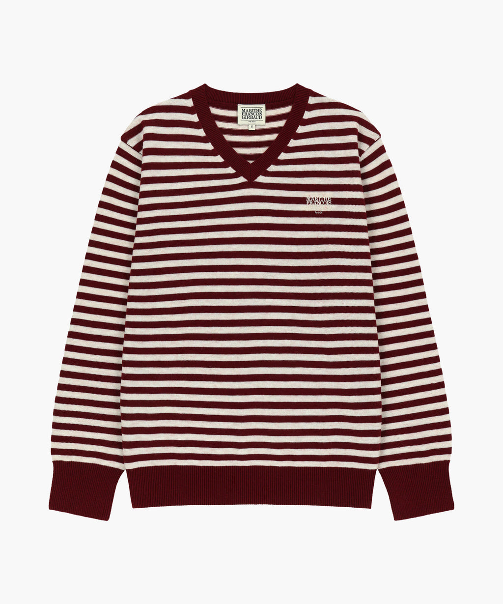 Marithe & Francois Girbaud - Micro Classic Logo V-neck Knit (Burgundy) product image 4 | TRAB K-Fashion Australia