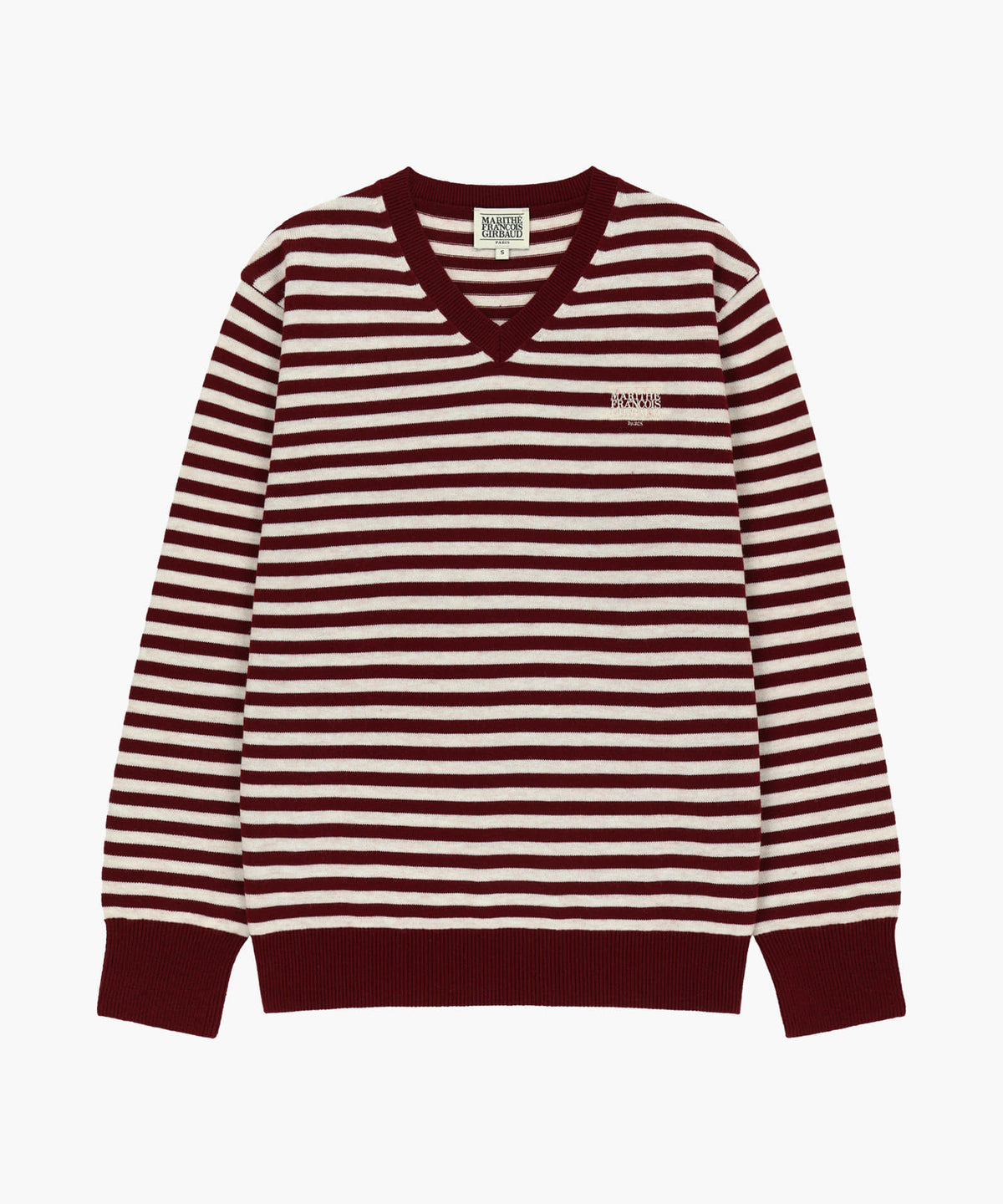Marithe & Francois Girbaud - Micro Classic Logo V-neck Knit (Burgundy) product image 4 | TRAB K-Fashion Australia