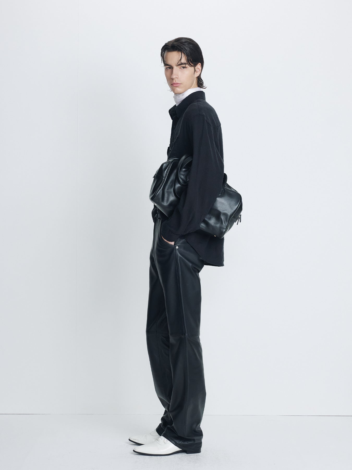 Tonywack - Brushed Silk Linen Utility Shirt (Black) product image 2 | TRAB K-Fashion Australia