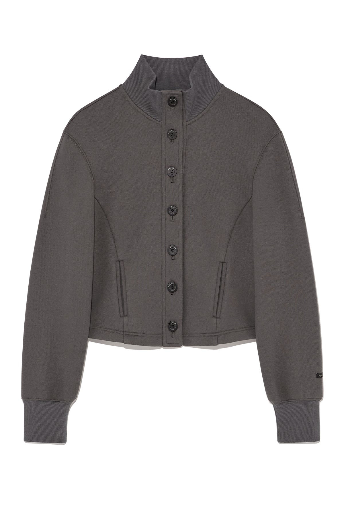Matin Kim - High Neck Balloon Button Cardigan (Charcoal) product image 1 | TRAB K-Fashion Australia