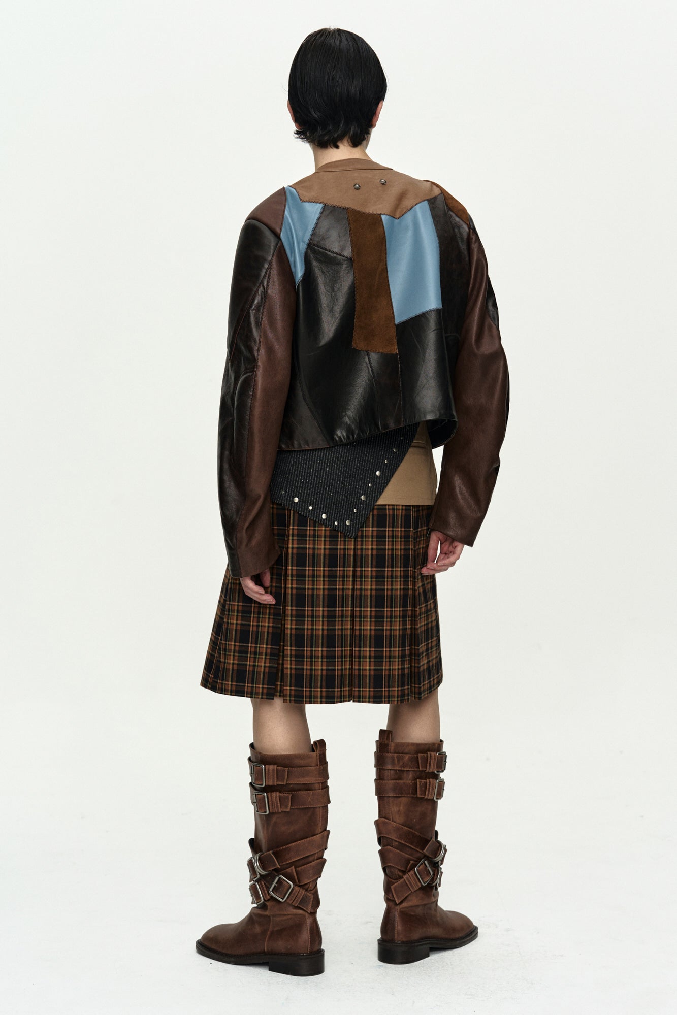 Andersson Bell - Leather Patchwork Biker Jacket (Dark Brown) product image 10 | TRAB K-Fashion Australia