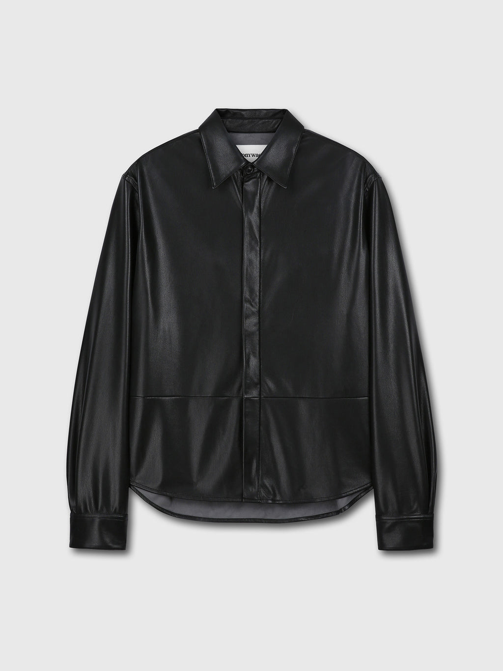 Tonywack - Faux Leather Hidden Button Shirt (Italian Fabric) (Black) product image 6 | TRAB K-Fashion Australia