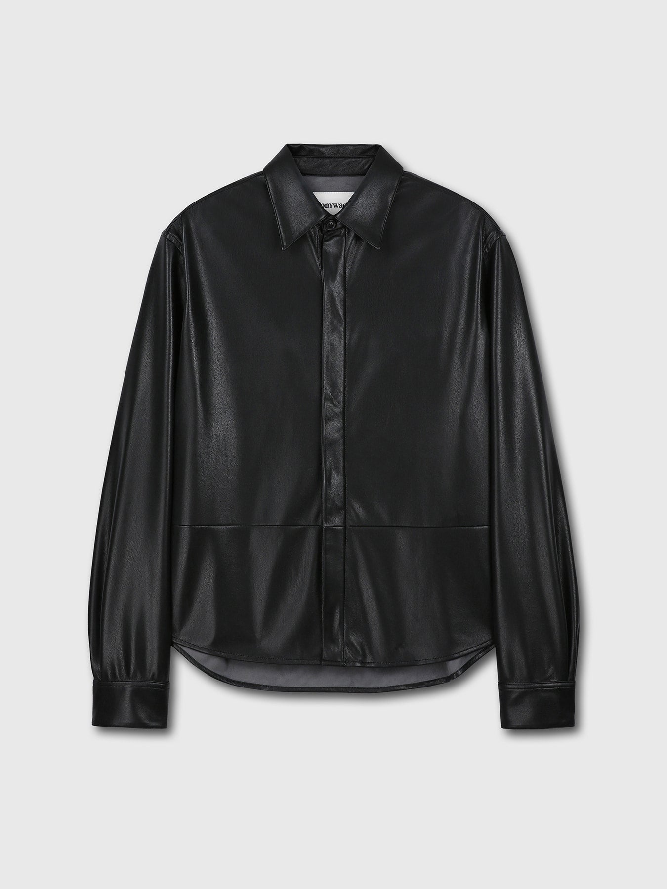 Tonywack - Faux Leather Hidden Button Shirt (Italian Fabric) (Black) product image 6 | TRAB K-Fashion Australia