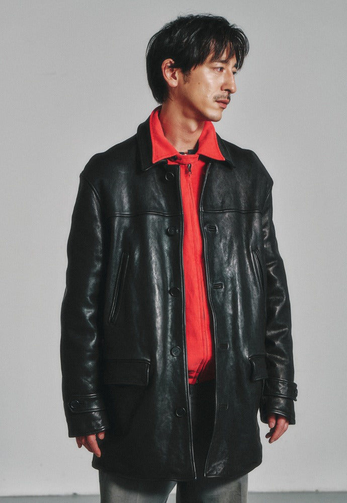 Art if acts - Washed Lambskin Vegetable Car Coat (Black) product image 1 | TRAB K-Fashion Australia