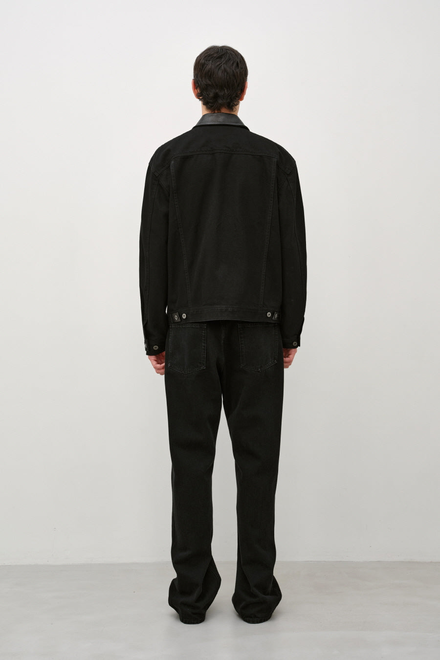 Insilence - Lambskin Collar Denim Jacket (Black) product image 6 | TRAB K-Fashion Australia