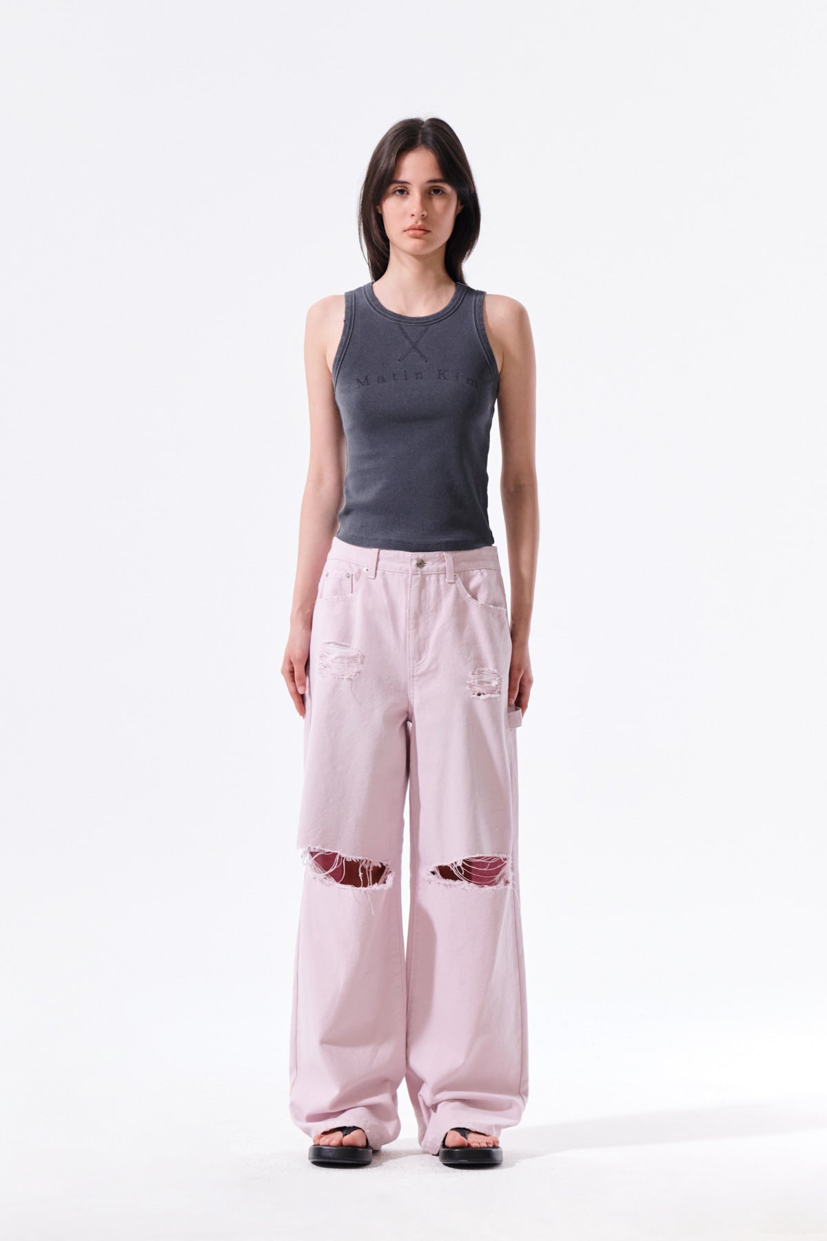Matin Kim - Destroyed Color Dyeing Denim Pants (Pink) product image 11 | TRAB K-Fashion Australia