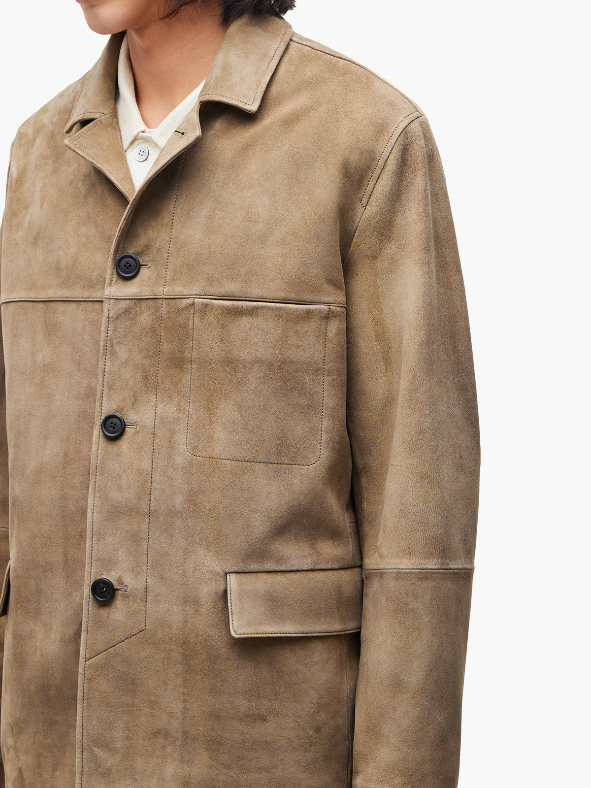 Jiyong Kim - Goat Suede Work Jacket (Beige) product image 6 | TRAB K-Fashion Australia