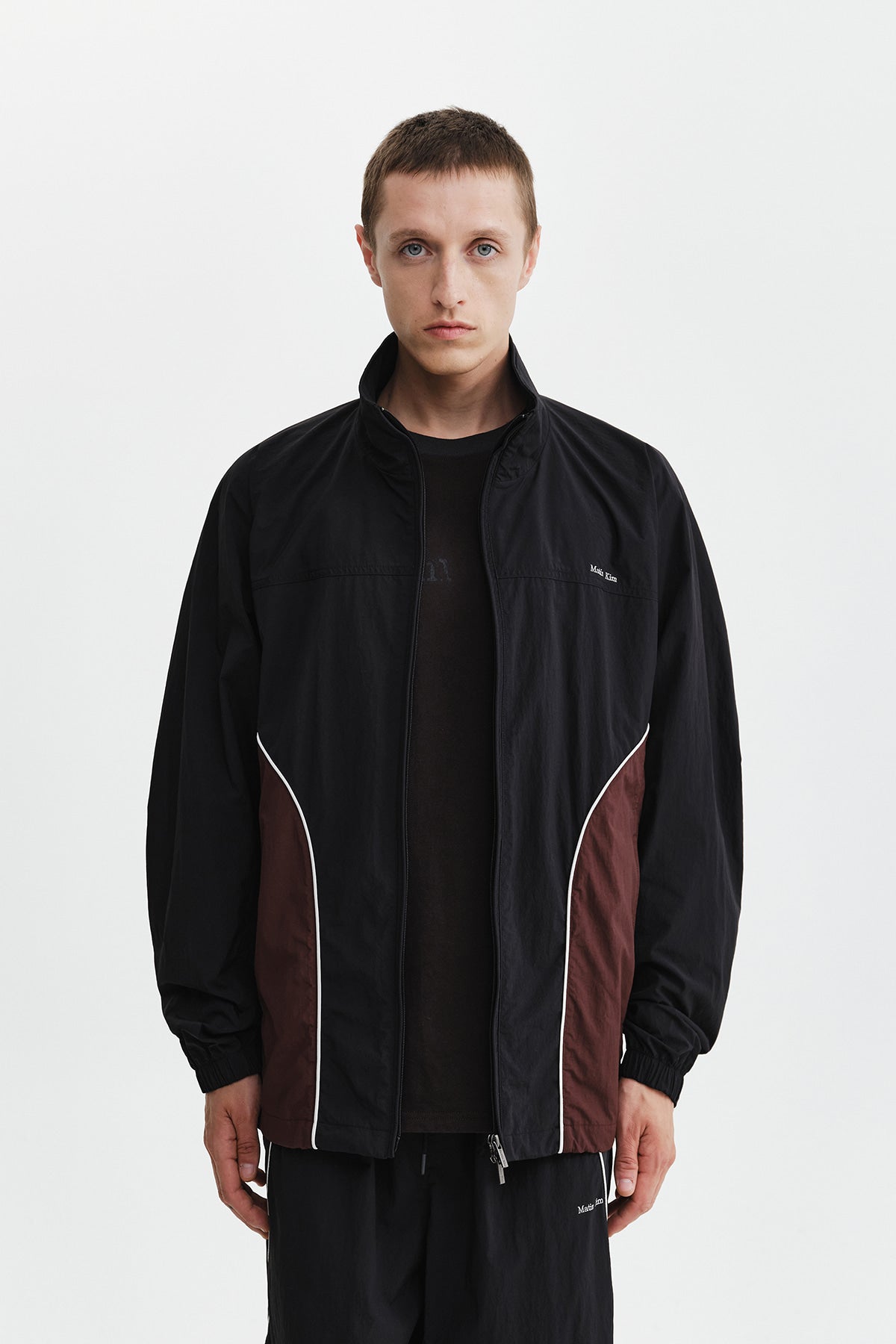 Matin Kim - Contrast Trim Track Zip Up (Black) product image 7 | TRAB K-Fashion Australia