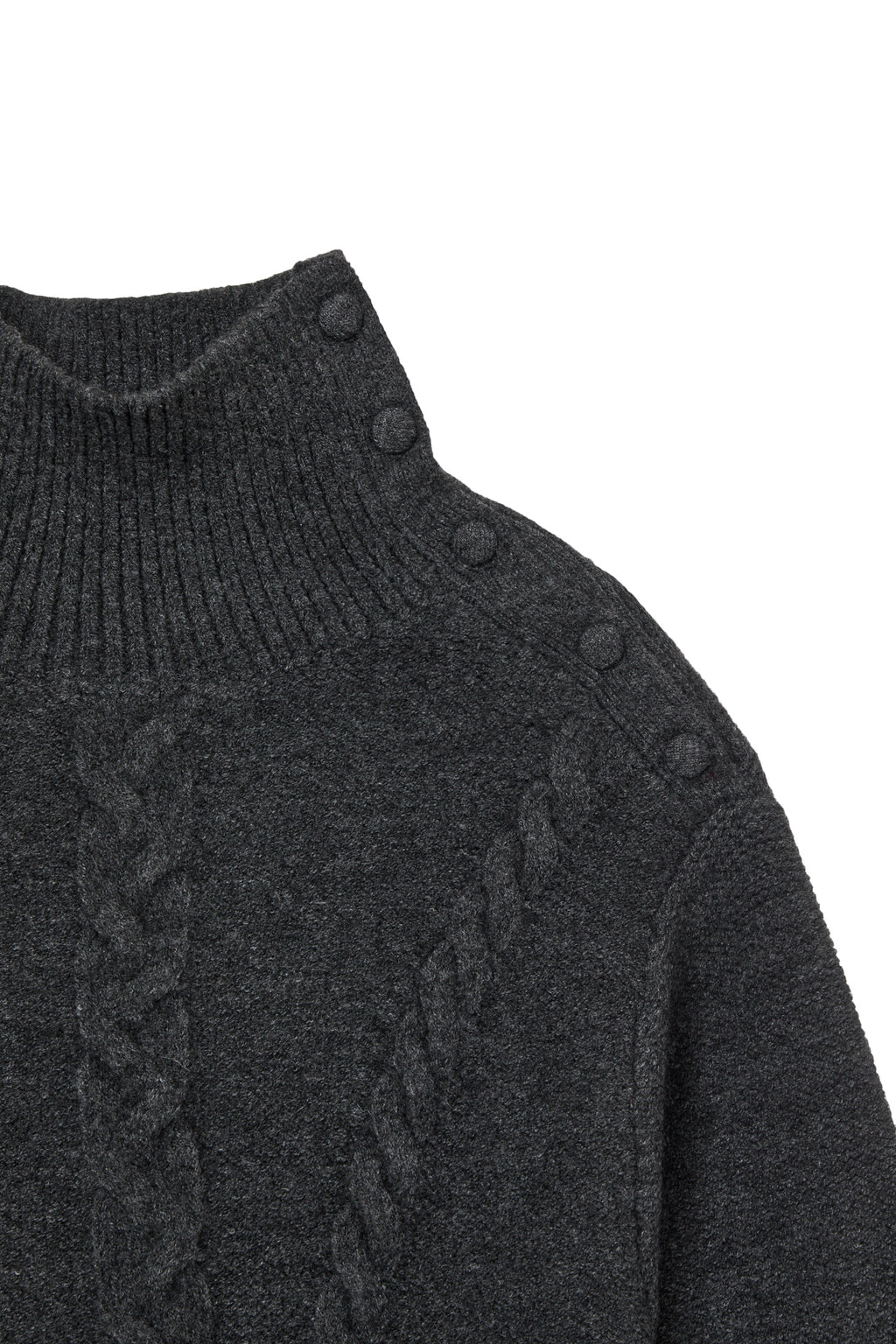 Deinet - Button High-Neck Twist Knit (Charcoal) product image 4 | TRAB K-Fashion Australia