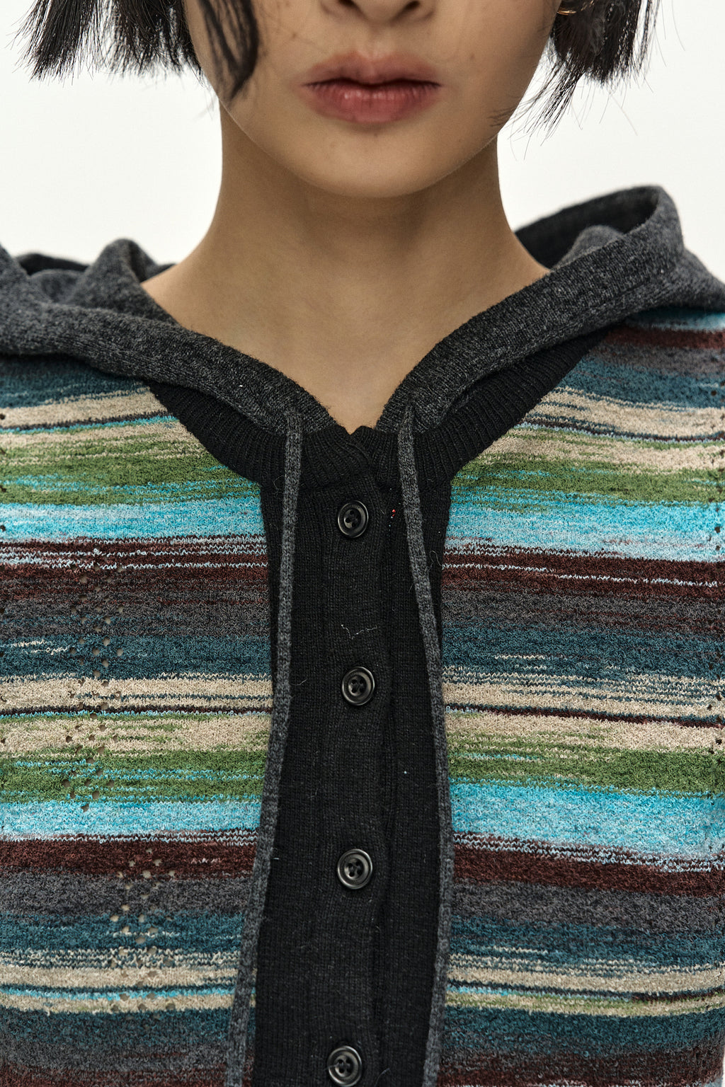 Andersson Bell - Layered Multi-Stripe Hooded Cardigan (green/blue) (Green/Blue) product image 4 | TRAB K-Fashion Australia