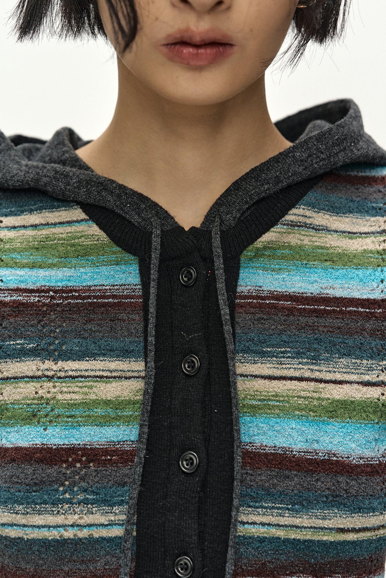 Andersson Bell - Layered Multi-Stripe Hooded Cardigan (green/blue) (Green/Blue) product image 4 | TRAB K-Fashion Australia