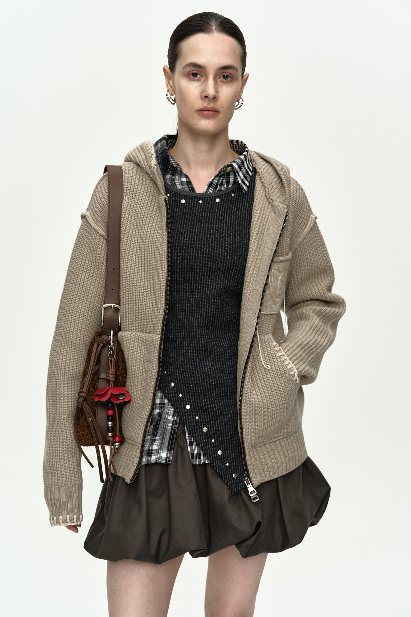 Andersson Bell - Unisex Heart Logo Hood Zip-Up Sweater (Beige) product image 13 | TRAB K-Fashion Australia