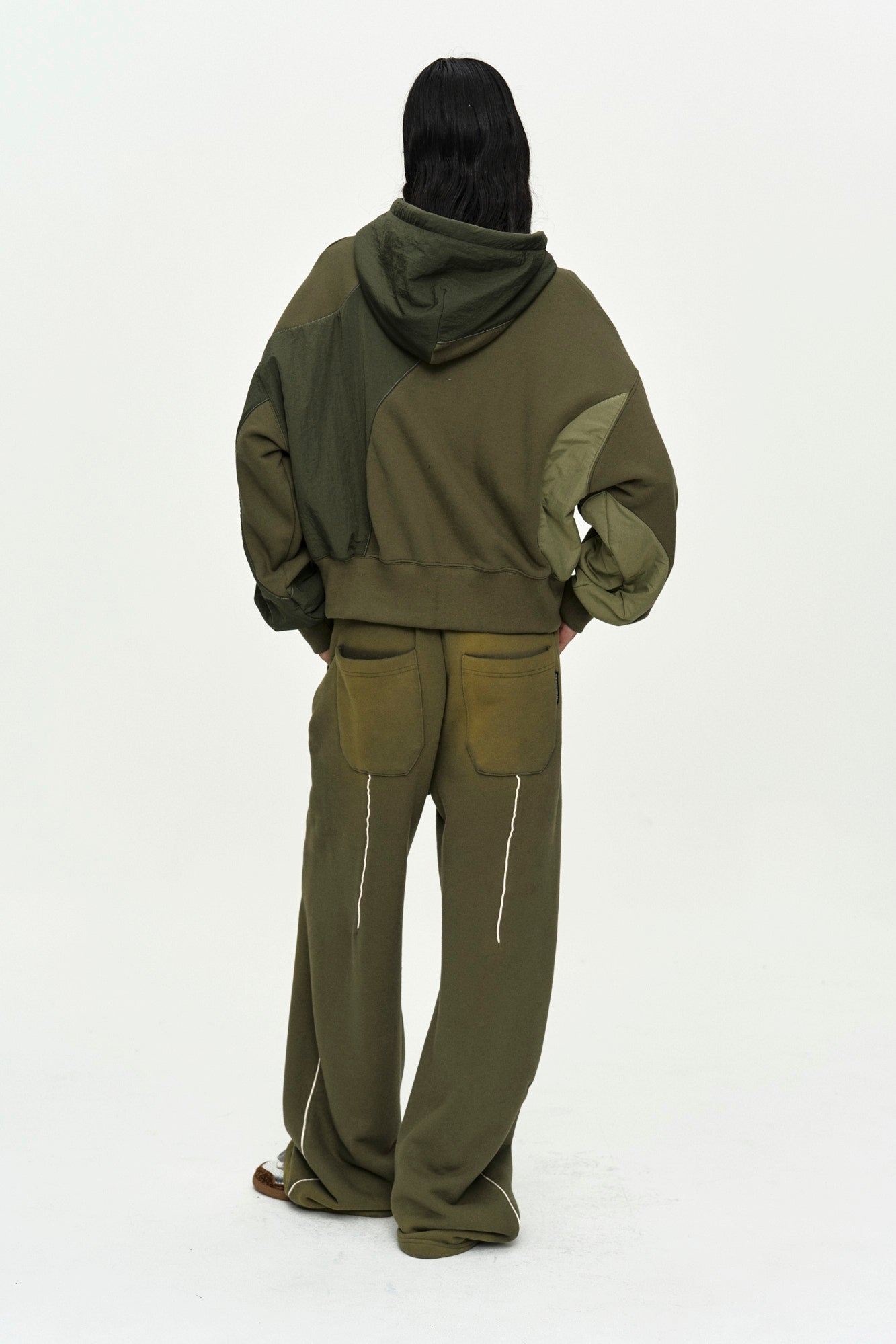 Andersson Bell - Patchwork Ma-1 Hoodie Zip Up (Khaki) product image 3 | TRAB K-Fashion Australia