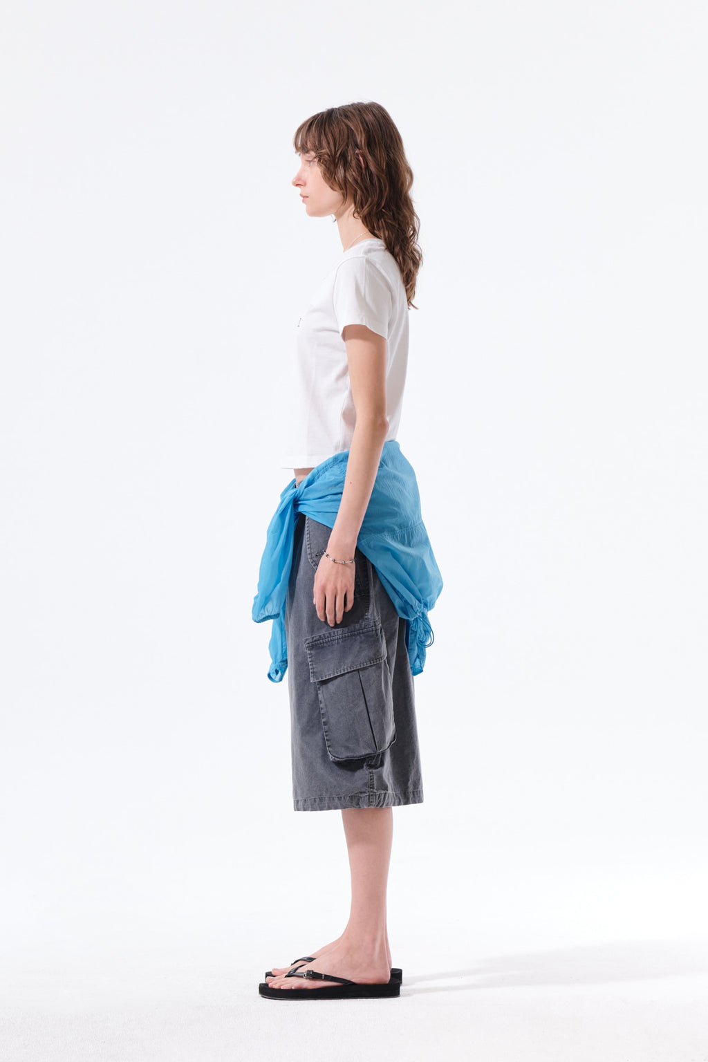Matin Kim - Tonal Rib Logo Crop Top (White) product image 6 | TRAB K-Fashion Australia