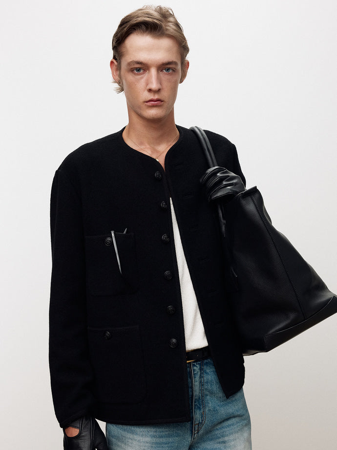 Tonywack - Wool Tweed Buttoned Blouson (Black) product image 1 | TRAB K-Fashion Australia