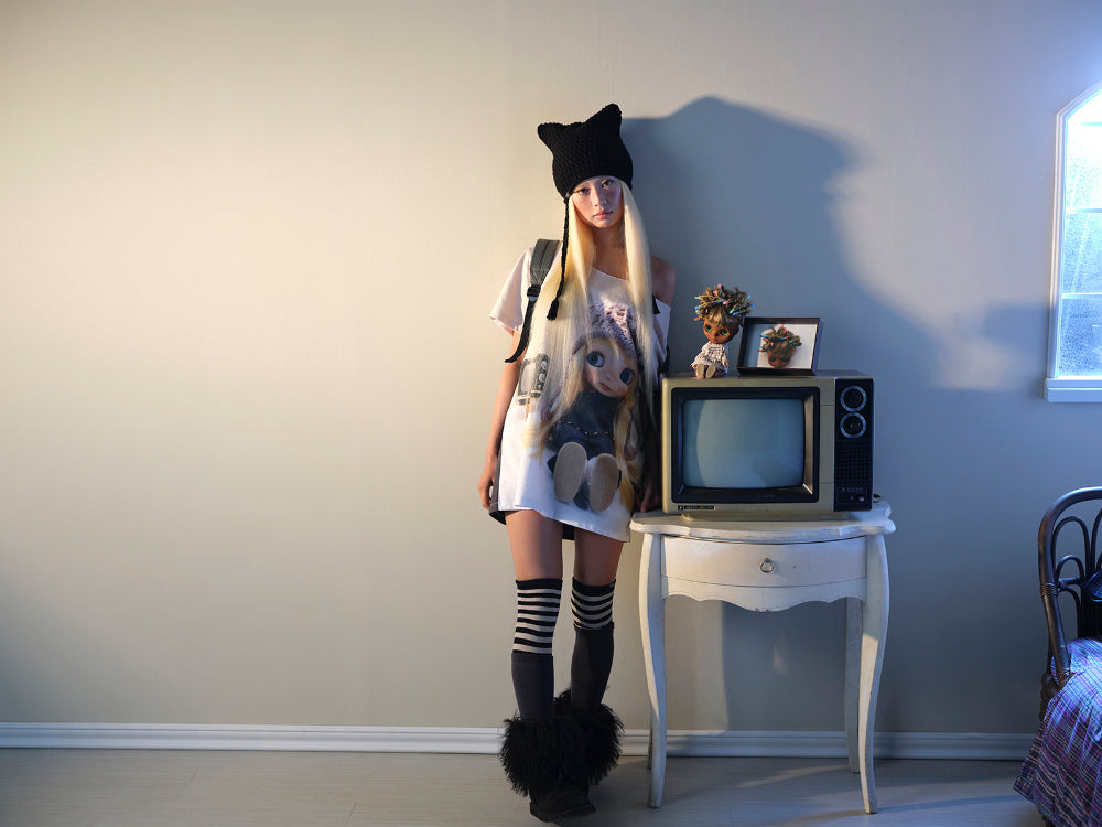 Coyseio - Coyseio X Blythe Cat Twine Beanie (Black) product image 3 | TRAB K-Fashion Australia