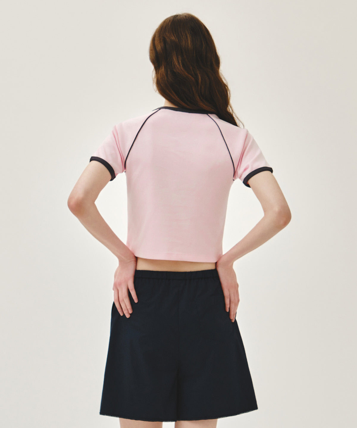 Marithe & Francois Girbaud - Aerocool Small Classic Logo Ringer Slim Crop Tee (Pink) product image 3 | TRAB K-Fashion Australia