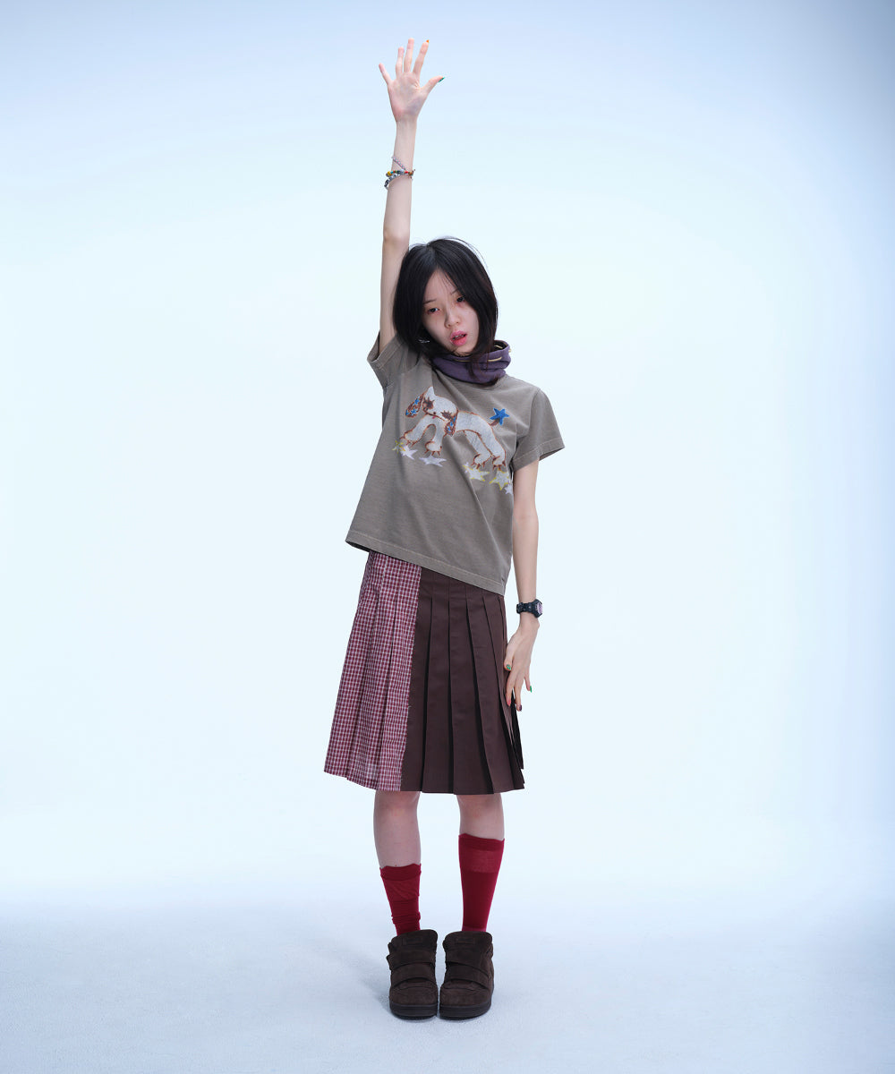Coyseio - Triple Layer Pleated Skirt (Brown) product image 6 | TRAB K-Fashion Australia