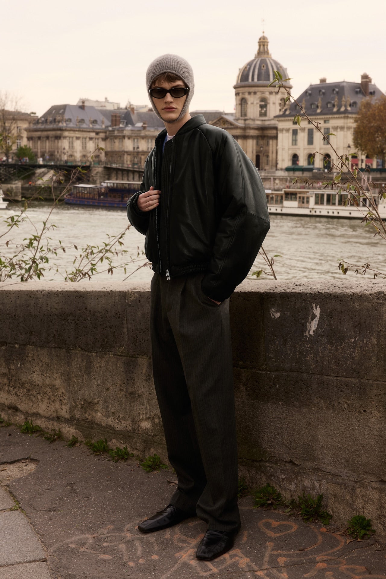 STU - Padded Lambskin Bomber In (Black) product image 2 | TRAB K-Fashion Australia