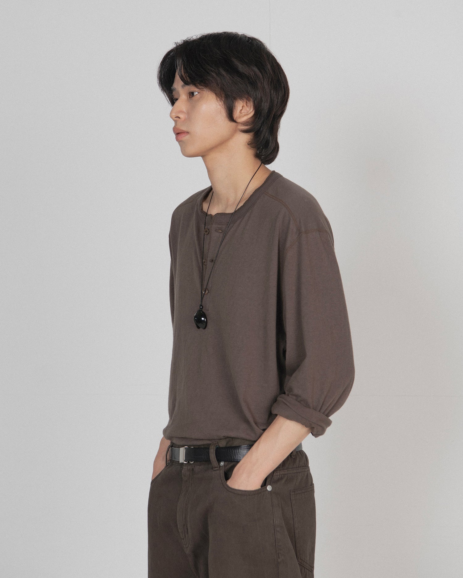 Brownyard - Henley Neck Long Sleeve (Brown) product image 3 | TRAB K-Fashion Australia
