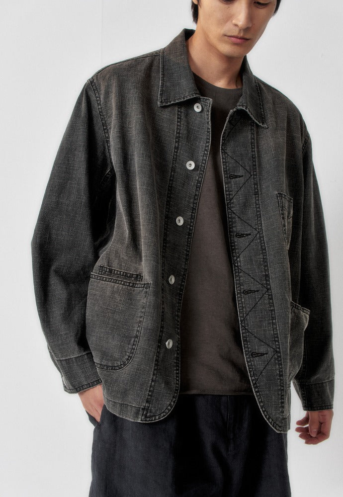 Art if acts - Linen Western Coverall Jacket (Black) product image 1 | TRAB K-Fashion Australia