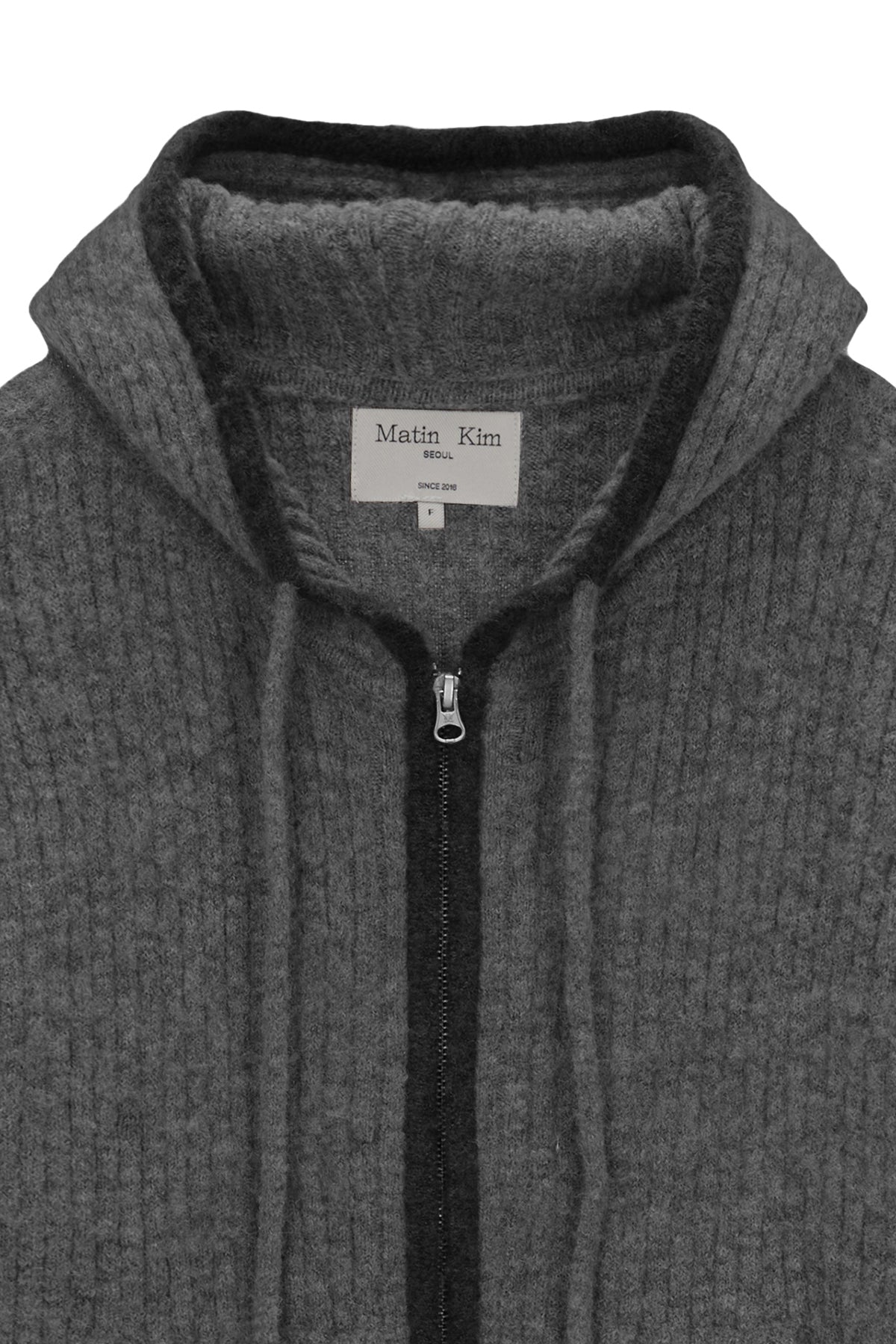 Matin Kim - Brushed Knit Hoody Zip Up (Charcoal) product image 3 | TRAB K-Fashion Australia