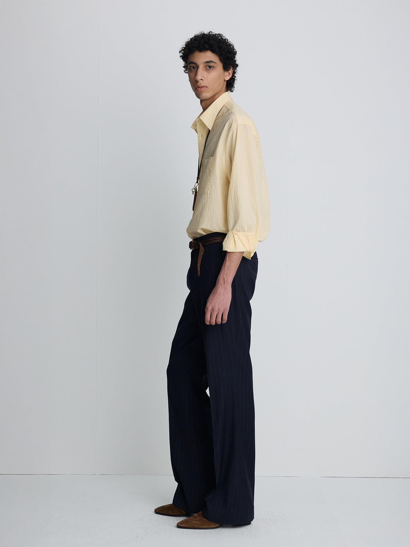 Tonywack - Pinstriped Cotton Blend Shirt (Pale Yellow) product image 2 | TRAB K-Fashion Australia