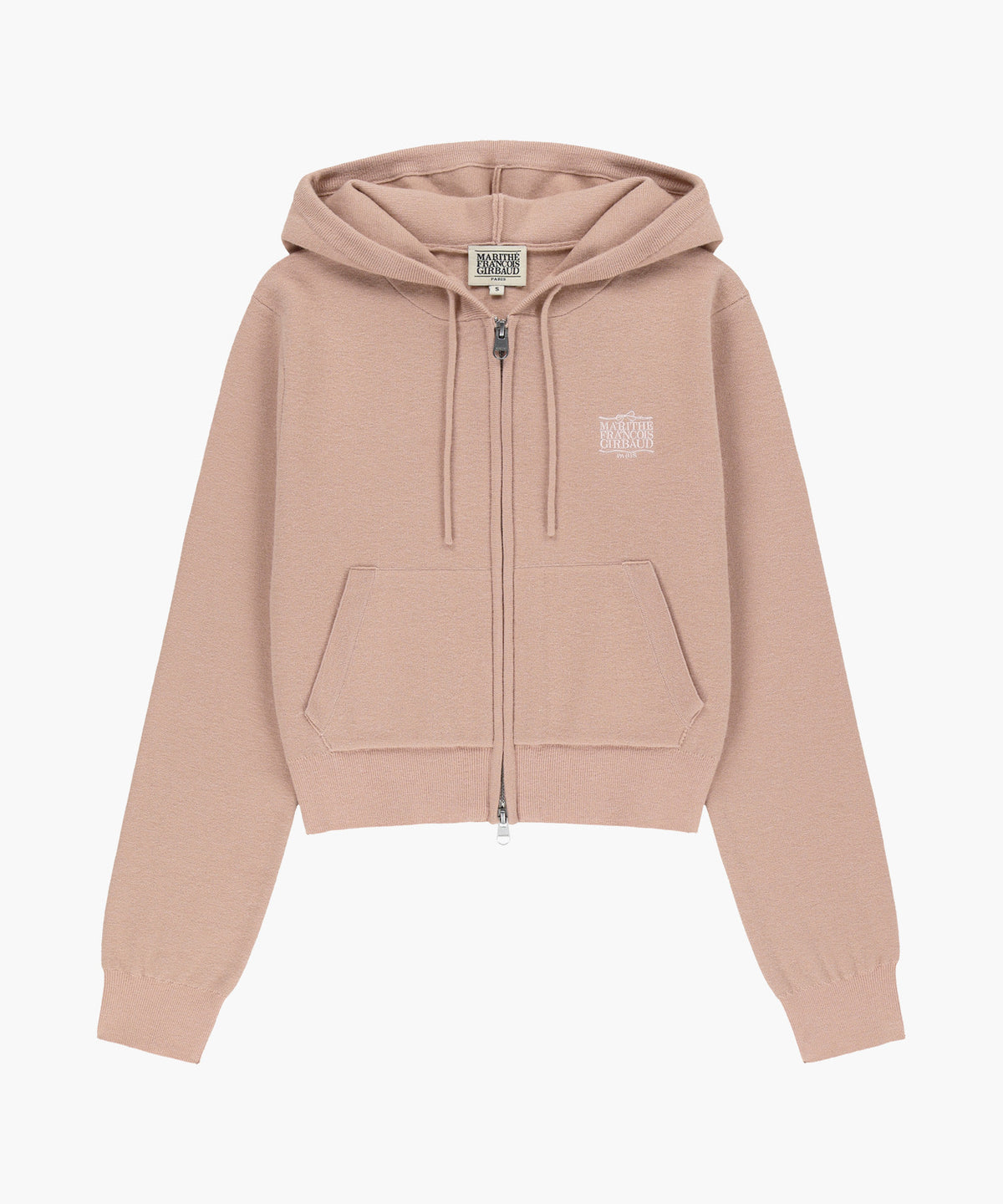 Marithe & Francois Girbaud - Ribbon Classic Logo Crop Knit Hoodie Zipup (Dark Pink) product image 6 | TRAB K-Fashion Australia