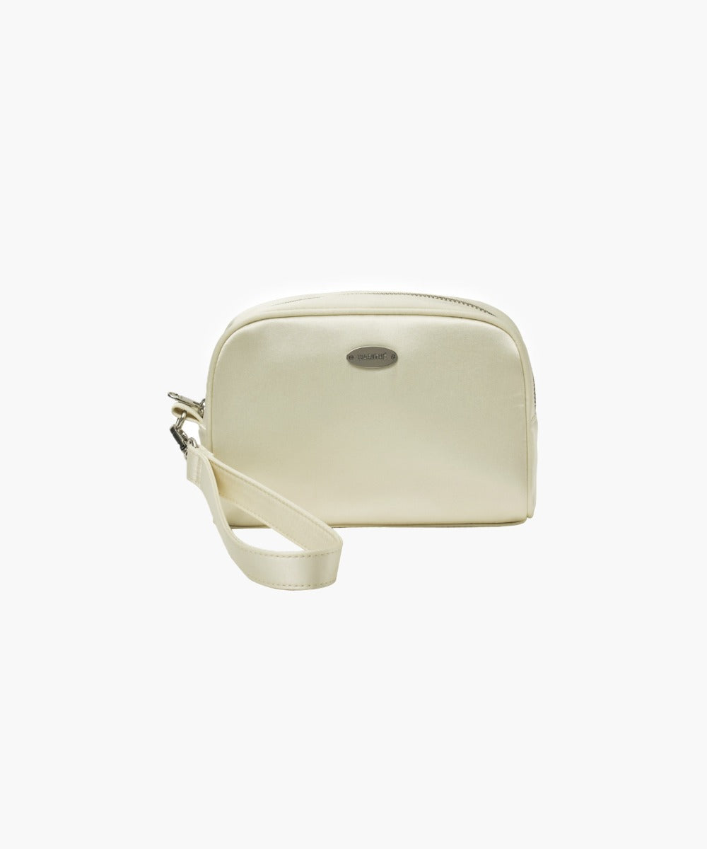 Marithe & Francois Girbaud - Regular Logo Satin Pouch (Cream) product image 1 | TRAB K-Fashion Australia