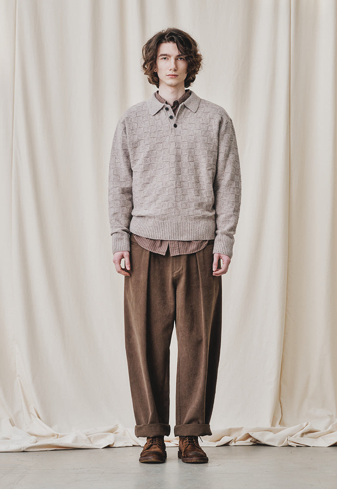 Art if acts - Checkerboard Collar Knit (Mushroom) product image 3 | TRAB K-Fashion Australia